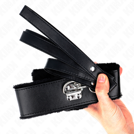 KINK - COLLAR CON CORREA 116 CM CON TACHUELAS DE PLATA MODELO 4 NEGRO AJUSTABLE 40-48 CM X 6 CM