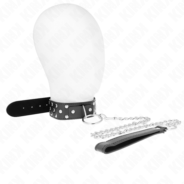 KINK - COLLAR DE BANDA CON REMACHE DE ANILLO Y CINTURÓN 65 CM NEGRO AJUSTABLE 36-50 CM X 3.8 CM