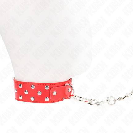 KINK - COLLAR DE BANDA CON REMACHE DE ANILLO Y CINTURÓN 65 CM ROJO AJUSTABLE 36-50 CM X 3.8 CM