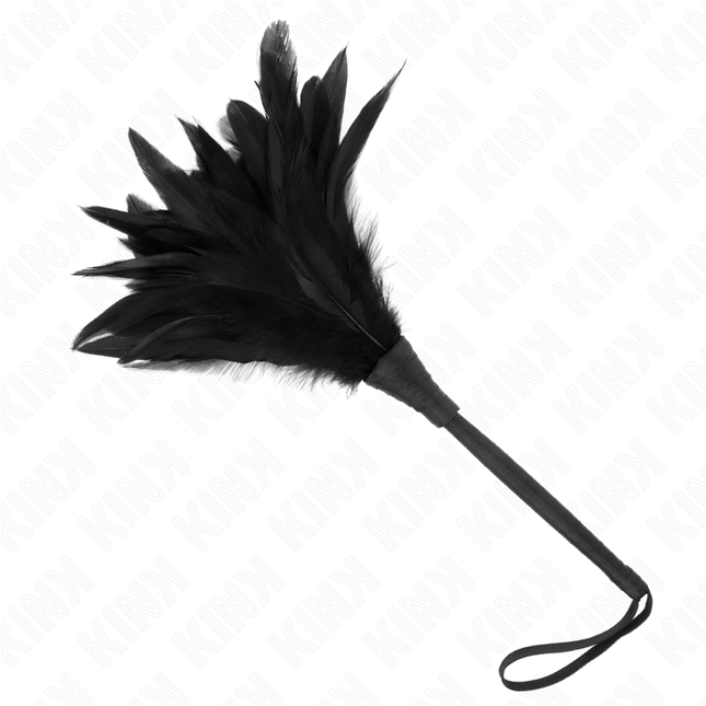 KINK - PLUMAS DE POLLO CON FORMA DE CUERNO PARA COSQUILLAS DE MAIDS NEGRAS 36 CM