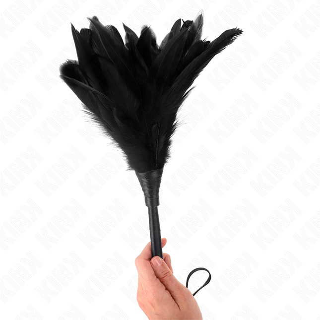 KINK - PLUMAS DE POLLO CON FORMA DE CUERNO PARA COSQUILLAS DE MAIDS NEGRAS 36 CM