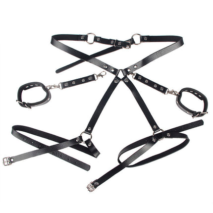 SUBBLIME - 953690 HANDSCHELLEN MIT BONDAGE-GÜRTEL SCHWARZ EINE GRÖSSE