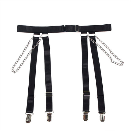 SUBBLIME - 954260 KÖRPER MIT KETTEN + STRUMPFGÜRTEL SCHWARZ S/M