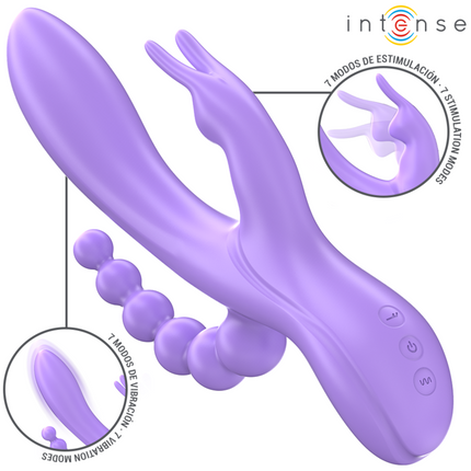 INTENSE - MIKO DREIFACHVIBRATOR RABBIT & STIMULATOR & ANAL 7 VIBRATIONEN LILA