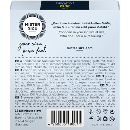 MISTER SIZE - KONDOMGRÖSSE S 49 MM (3 EINHEITEN)