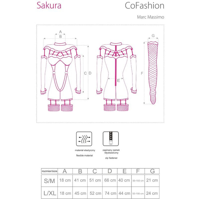 LIVCO CORSETTI FASHION - SAKURA CF 90357 JUMPSUIT + LANGE HANDSCHUHE + STRUMPFGÜRTEL SCHWARZ L/XL