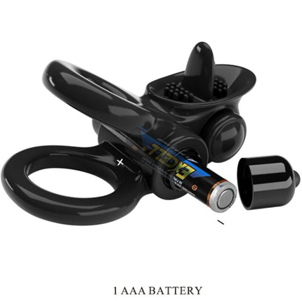 PRETTY LOVE - PASSIONATE RING DOPPELTER VIBRATIONSRING + KLITORIS-STIMULATOR SCHWARZ