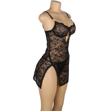 SUBBLIME - 954185 LACE BABY DOLL WITH ADJUSTABLE STRAPS BLACK S/M