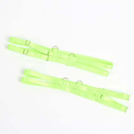 SUBBLIME - 955328 BH-SET MIT SPITZE UND STRUMPFBAND GRÜN UND BLAU L/XL