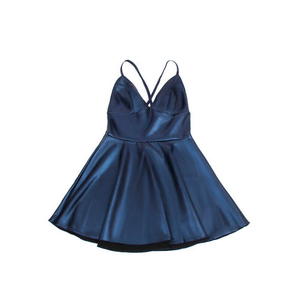 SUBBLIME - 955410 KLEID MIT BLAUEN LEDERTRÄGERN S/M