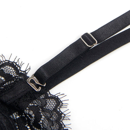 SUBBLIME - 955496 SPITZEN-BODYSUIT MIT SCHLEIFEN UND STRAPSEN SCHWARZ S/M