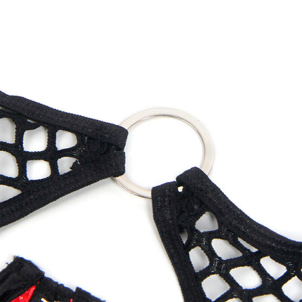 SUBBLIME - 955533 ROTES LACKLEDER-NETZ-ZIPPER-BH-SET S/M