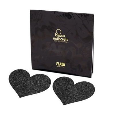 BIJOUX - INDISCRETS FLASH BLACK HEART NIPPELCOVER
