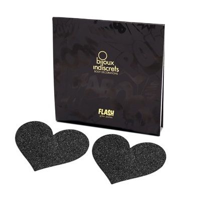 BIJOUX - INDISCRETS FLASH BLACK HEART NIPPE COVER