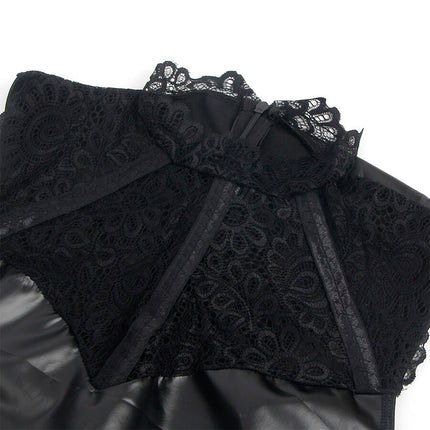 SUBBLIME - LEDERKLEID MIT SPITZENKRAGEN