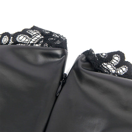 SUBBLIME - LEDERKLEID MIT SPITZENKRAGEN