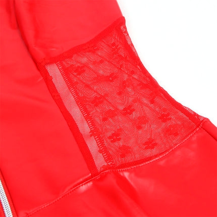 SUBBLIME - LEDERKLEID MIT SPITZENREISSVERSCHLUSS - ROT