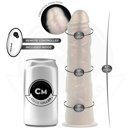 COCK MILLER - DILDO MIT SAUGNÄPFEN, LICHTERN UND VIBRATION MIT FERNBEDIENUNG WEISS 20,5 CM