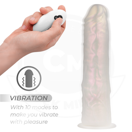 COCK MILLER - DILDO MIT SAUGNÄPFEN, LICHTERN UND VIBRATION MIT FERNBEDIENUNG WEISS 21,5 CM