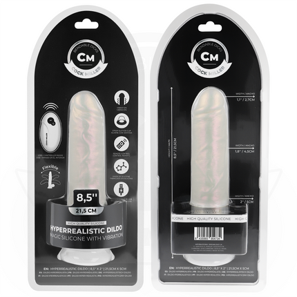 COCK MILLER - DILDO MIT SAUGNÄPFEN, LICHTERN UND VIBRATION MIT FERNBEDIENUNG WEISS 21,5 CM