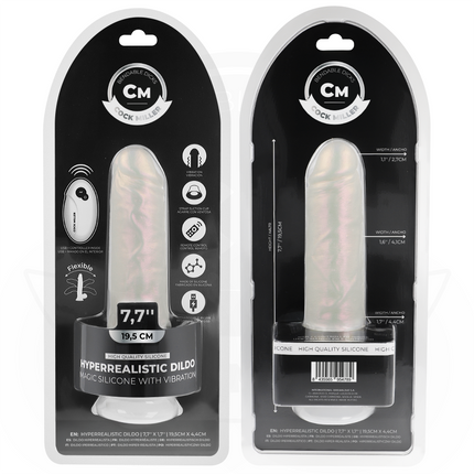 COCK MILLER - DILDO MIT SAUGNÄPFEN, LICHTERN UND VIBRATION MIT FERNBEDIENUNG WEISS 19,5 CM