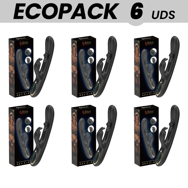 ECOPACKS 6 EINHEITEN - IBIZA LEISTUNGSSTARKER RABBIT-VIBRATOR MIT MASSAGE-ROLLENDER PERLE