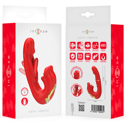 INTENSE - NATHY DOUBLE VIBRATOR WITH MULTIFUNCTIONAL MOUTH Stimulating RED
