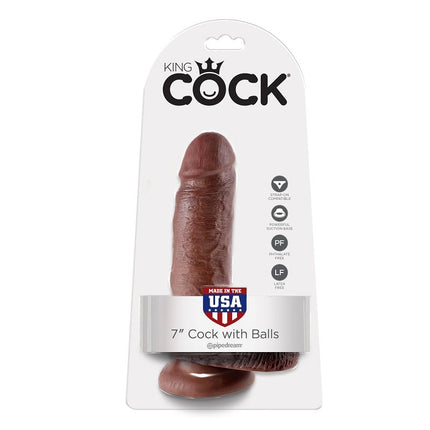 KING COCK - 7 DILDOS MARRONES CON HUEVOS 17.8 CM