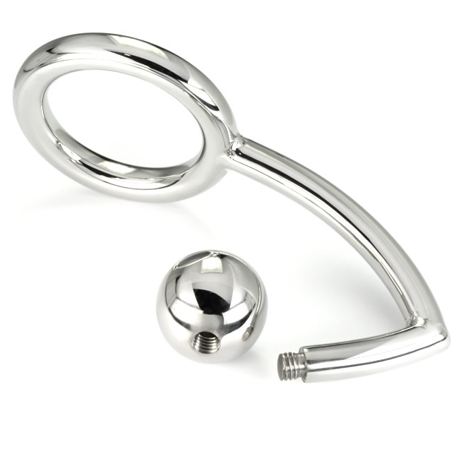 METAL HARD - ANILLO PARA EL PENE CON GANCHO DE INTRUSIÓN ANAL, 45 MM