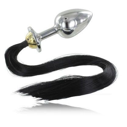 METAL HARD - STEEL ANAL PLUG WITH TAIL 8.89 CM