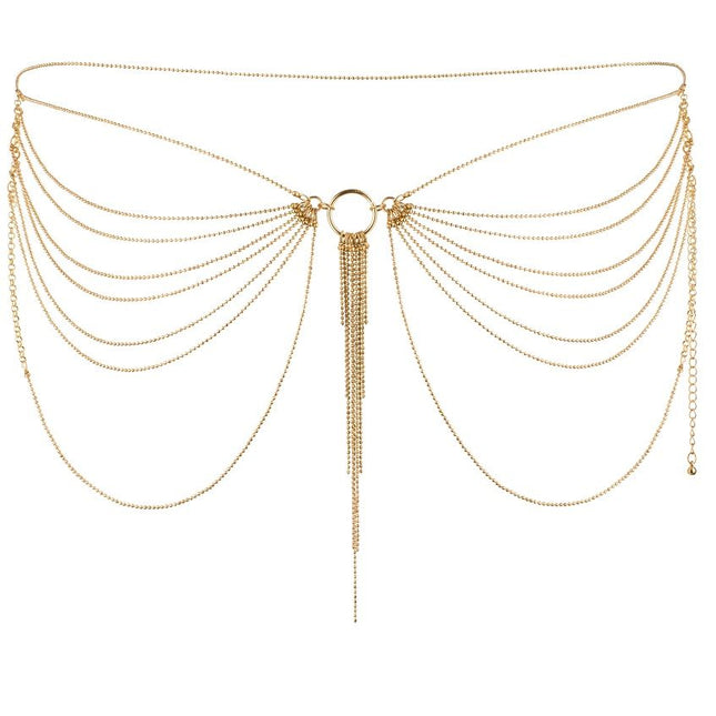 BIJOUX - MAGNIFICA JOYERÍA DE CADENA DE METAL PARA CINTURA DORADA