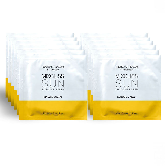 MIXGLISS - LUBRICANTE A BASE DE SILICONA AROMA MONOI 12, MONODOSIS 4ML