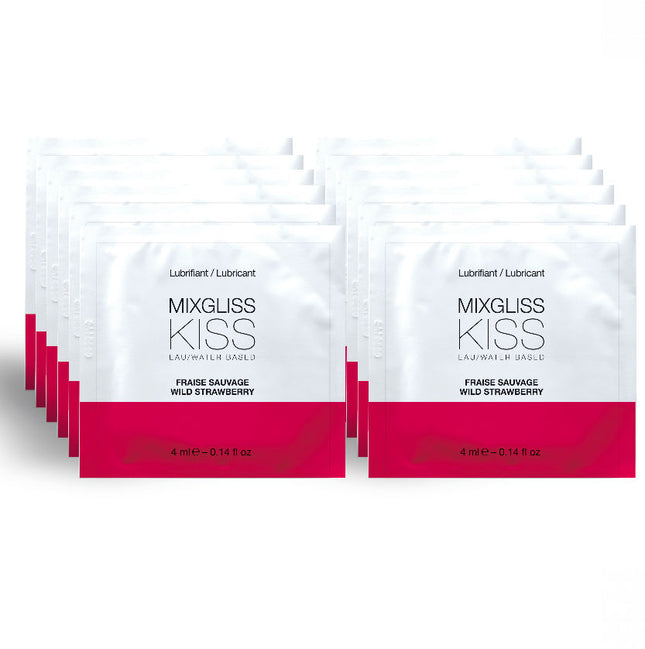 MIXGLISS - WATER-BASED LUBRICANT STRAWBERRY FLAVOR 12 SINGLE DOSE 4 ML