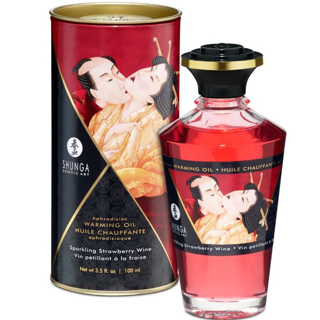SHUNGA - STRAWBERRY AND CAVA HEATING EFFECT MASSAGE OIL 100 ML