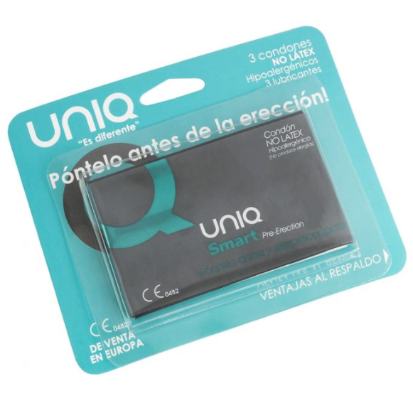 UNIQ - CONDONES PRE-ERECCIÓN INTELIGENTES SIN LÁTEX 3 UNIDADES