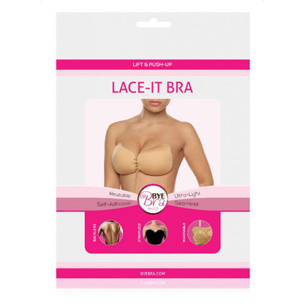 BYE-BRA - Sujetador push-up con encaje, color beige, copa B