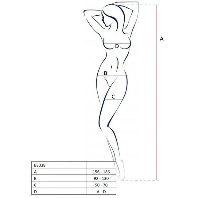 PASSION - WOMAN BS038 WHITE BODYSTOCKING, ONE SIZE
