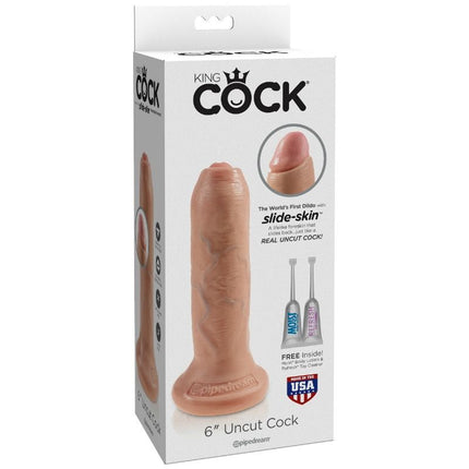 KING COCK - DILDO REALISTA SIN CORTAR, COLOR CARNE, 15 CM