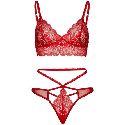 LEG AVENUE - 2-PIECE SET, LACE BRALET AND THONG S/M 
