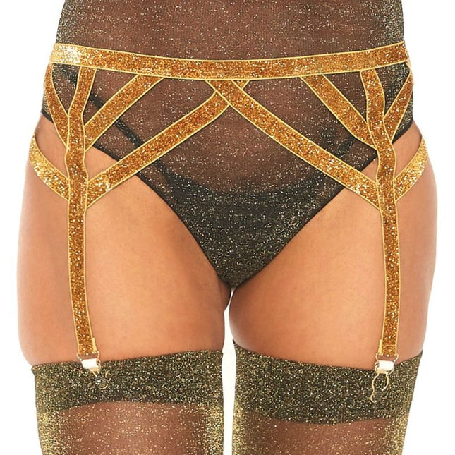 LEG AVENUE - ELASTIC LUREX GARTER BELT, ONE SIZE