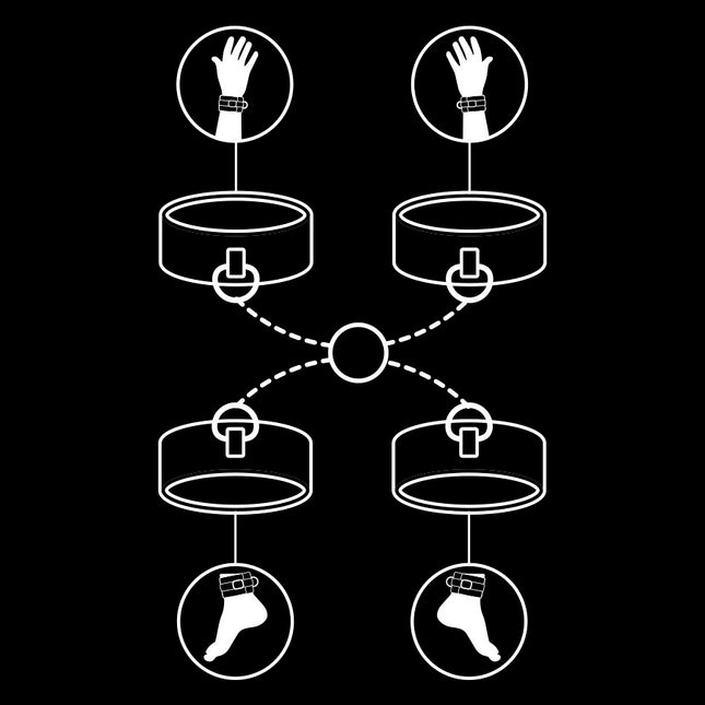 FETISH SUBMISSIVE - JUEGO DE ESPOSAS PARA MANOS Y TOBILLOS CON FORRO DE NOPRENE