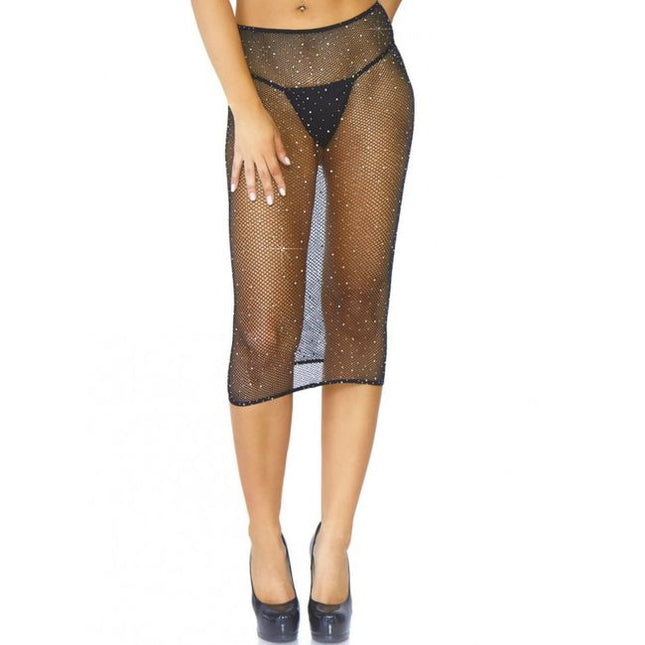 LEG AVENUE - CRYSTALLIZED FISHNET MULTIDRESS BLACK OS