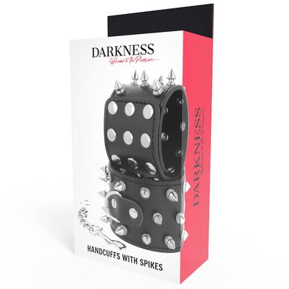 DARKNESS - SKULLS AND BONES BLACK HANDCUFFS WITH SPIKES