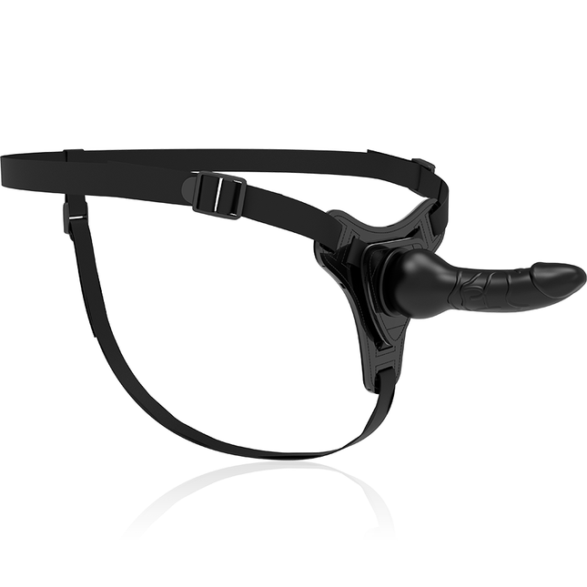 ARNÉS FETISH SUBMISSIVE - SILICONA NEGRA REALISTA 16 CM