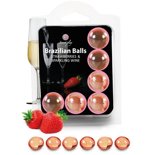 SECRETPLAY - SET OF 6 BRAZILIAN BALLS STRAWBERRY WITH CAVA