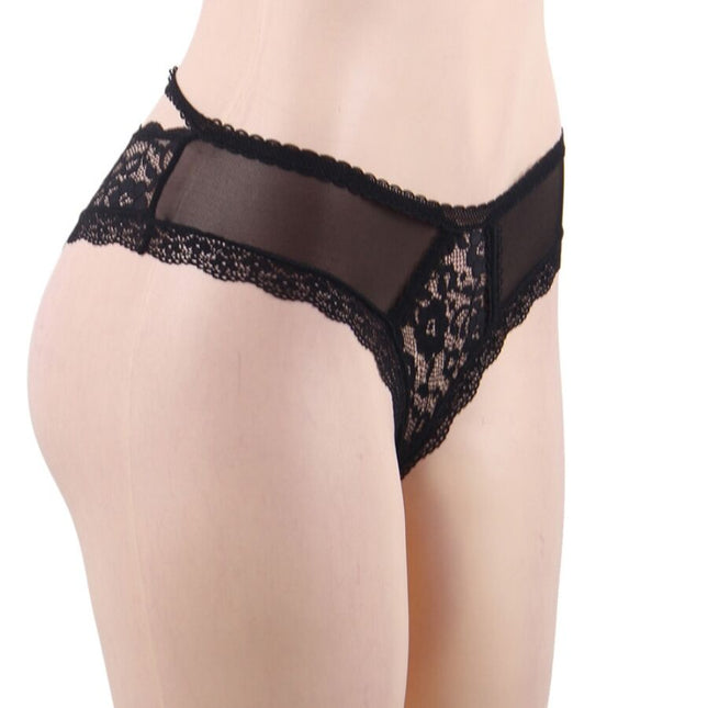 QUEEN LINGERIE - BRAGUITAS DE ENCAJE FLORAL S/M