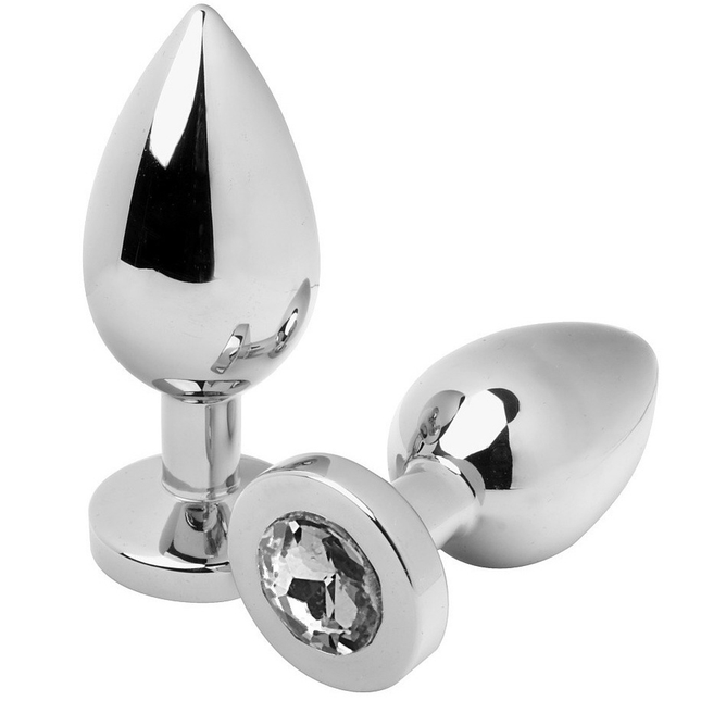 METAL DURO - PLUG ANAL DIAMANTE TRANSPARENTE PEQUEÑO 5,71 CM