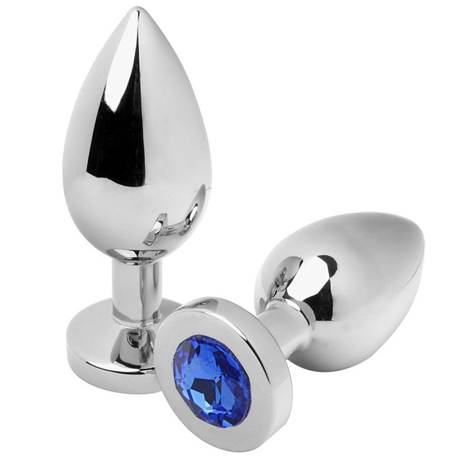 METAL DURO - PLUG ANAL DIAMANTE AZUL PEQUEÑO 5,71 CM