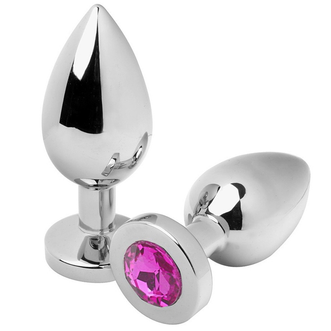 METAL DURO - PLUG ANAL DIAMANTE ROSA MEDIANO 7,62 CM