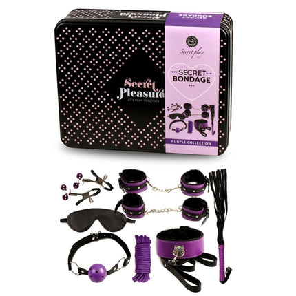 SECRETPLAY - SET BDSM 8 PIEZAS MORADO / NEGRO.